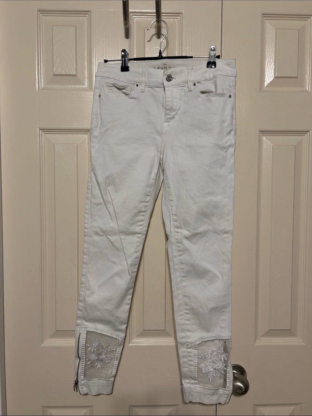 White House Black Market embroidered white jeans